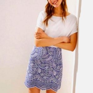 LOFT Chambray Embroidered Cut Out Skirt Size 6P